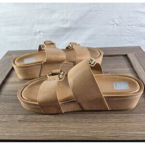 Dolce Vita Cici Women's Tan Platform Wide Strap Big Ring Buckle Sandals Size 9